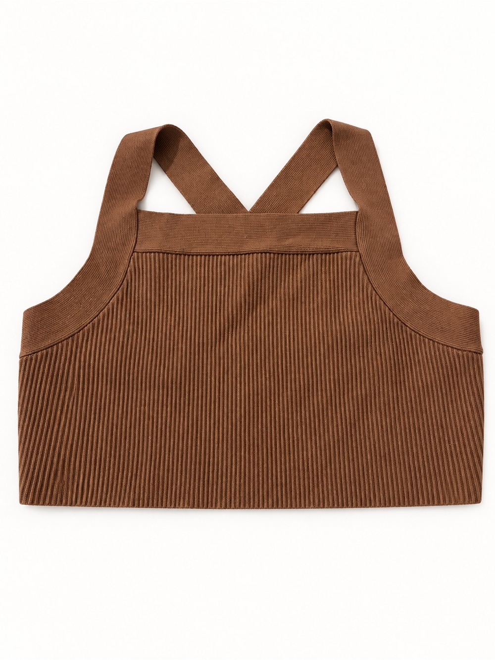 House of Harlow 1960 Brown Ribbed Criss Cross Back Crop Top Large